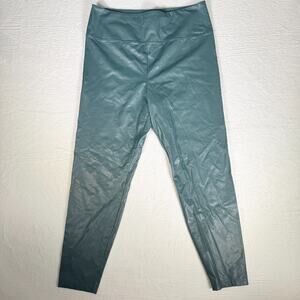 Boston Proper Womens Pants Green‎ Large High Rise Ankle Faux Leather Edgy Glam